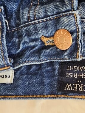 J.Crew High Rise Straight Jeans Cropped Raw Hem Medium Wash